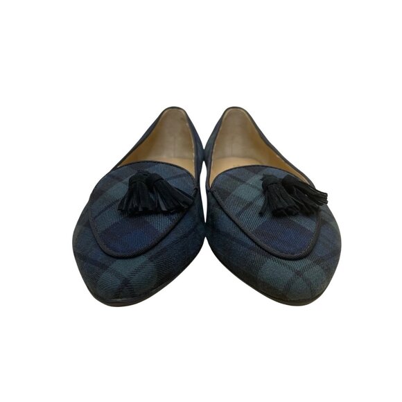 Talbots Women’s Blue & Green Plaid Tassel Detail Pointed Toe Flats Size 7.5M - Picture 2 of 9
